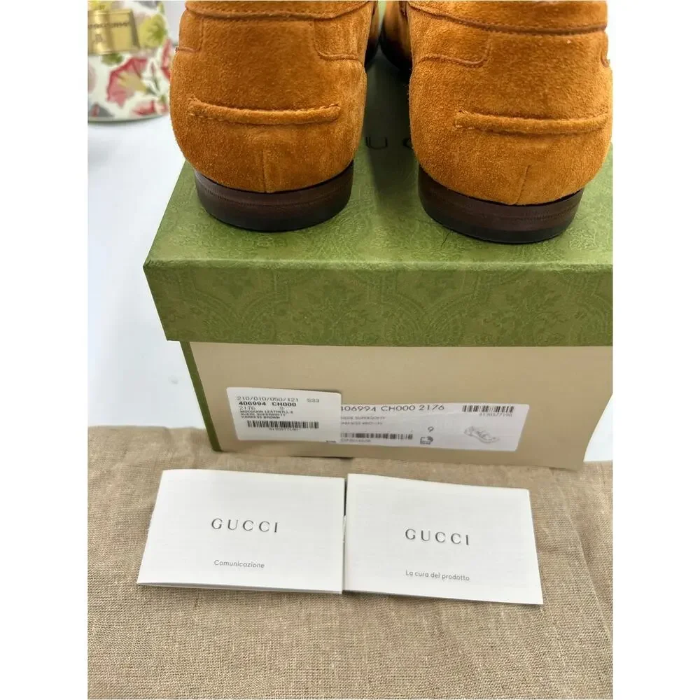 Men's Gucci suede JORDAAN horse bit loafer size 9 fits 9.5 US made in Italy